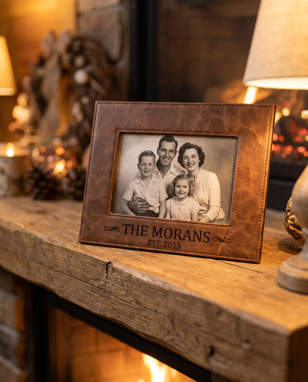 Personalized Leatherette Picture Frame - laser engraved by Little Lab Co., Watertown NY