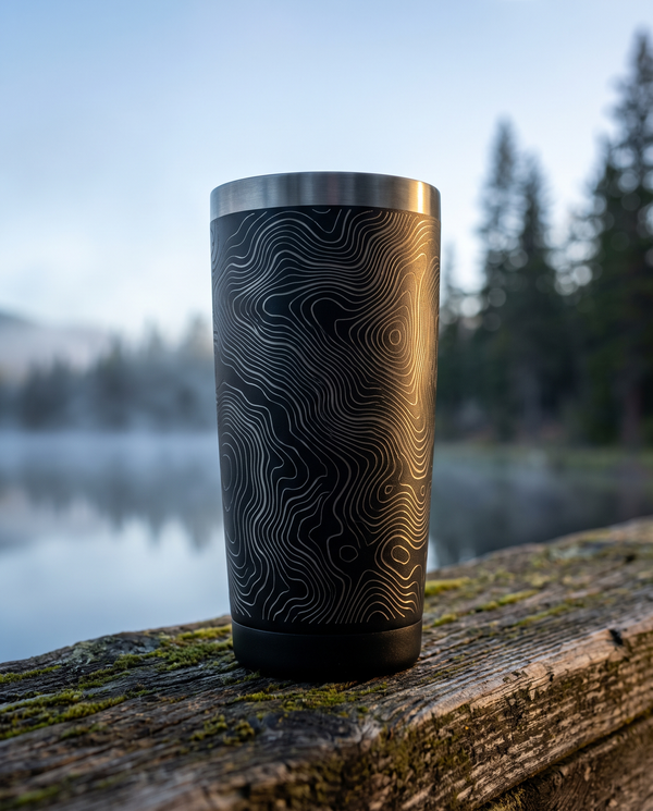 Topo Tumbler — custom laser engraving