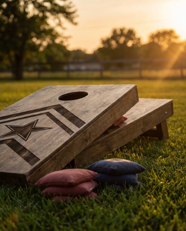 Cornhole Set — custom laser engraving