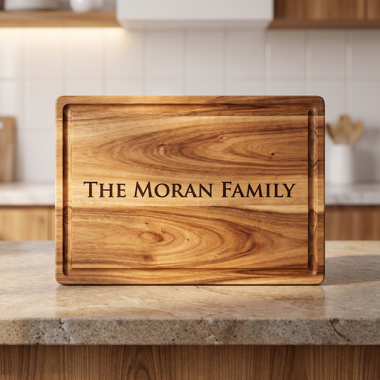 Custom Engraved Acacia Cutting Board — 8x10 with Juice Groove