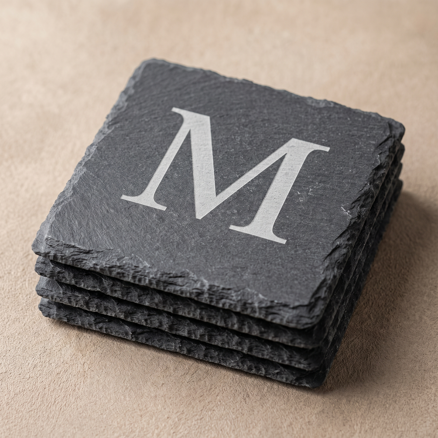 Personalized Slate Coasters — Engraved Set of 4