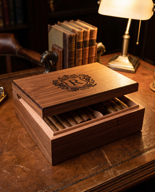Personalized Cigar Humidor - laser engraved by Little Lab Co., Watertown NY