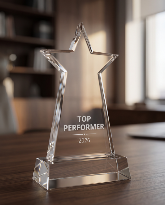 Engraved Crystal Award Trophy - laser engraved by Little Lab Co., Watertown NY