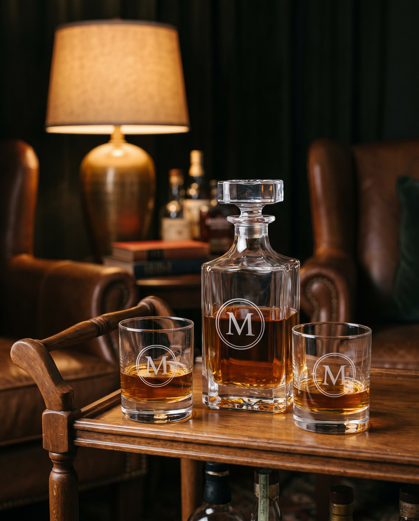 Engraved Whiskey Decanter Set - laser engraved by Little Lab Co., Watertown NY