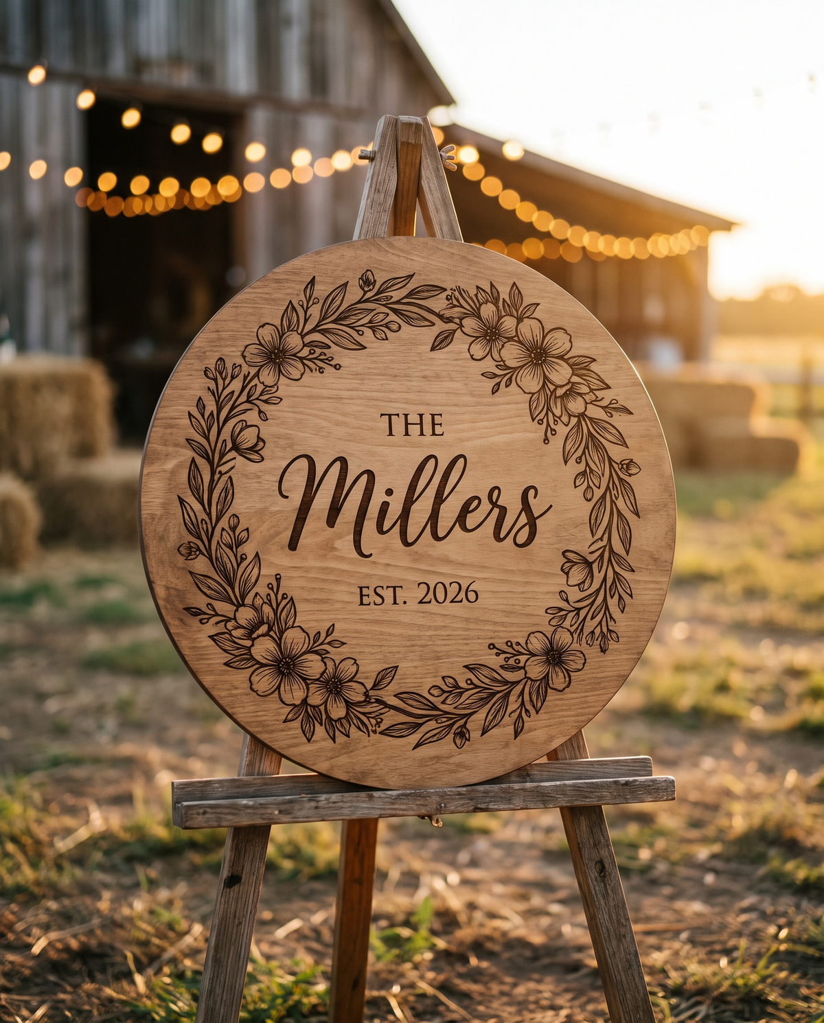 Custom Engraved Wedding Sign - laser engraved by Little Lab Co., Watertown NY