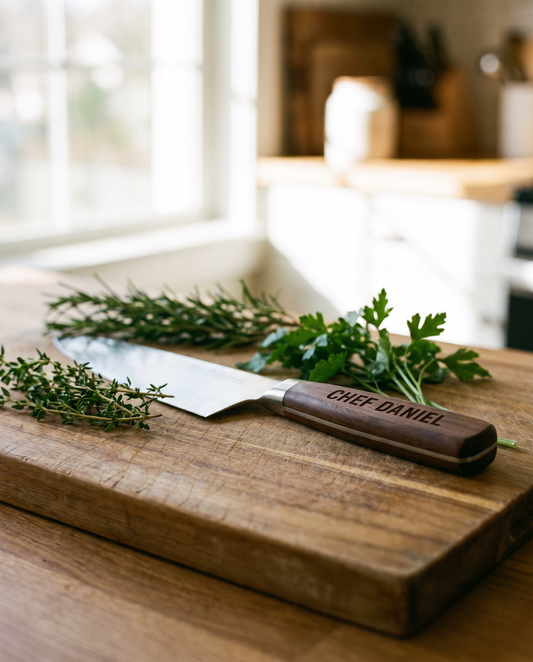 Personalized Chef Knife - laser engraved by Little Lab Co., Watertown NY