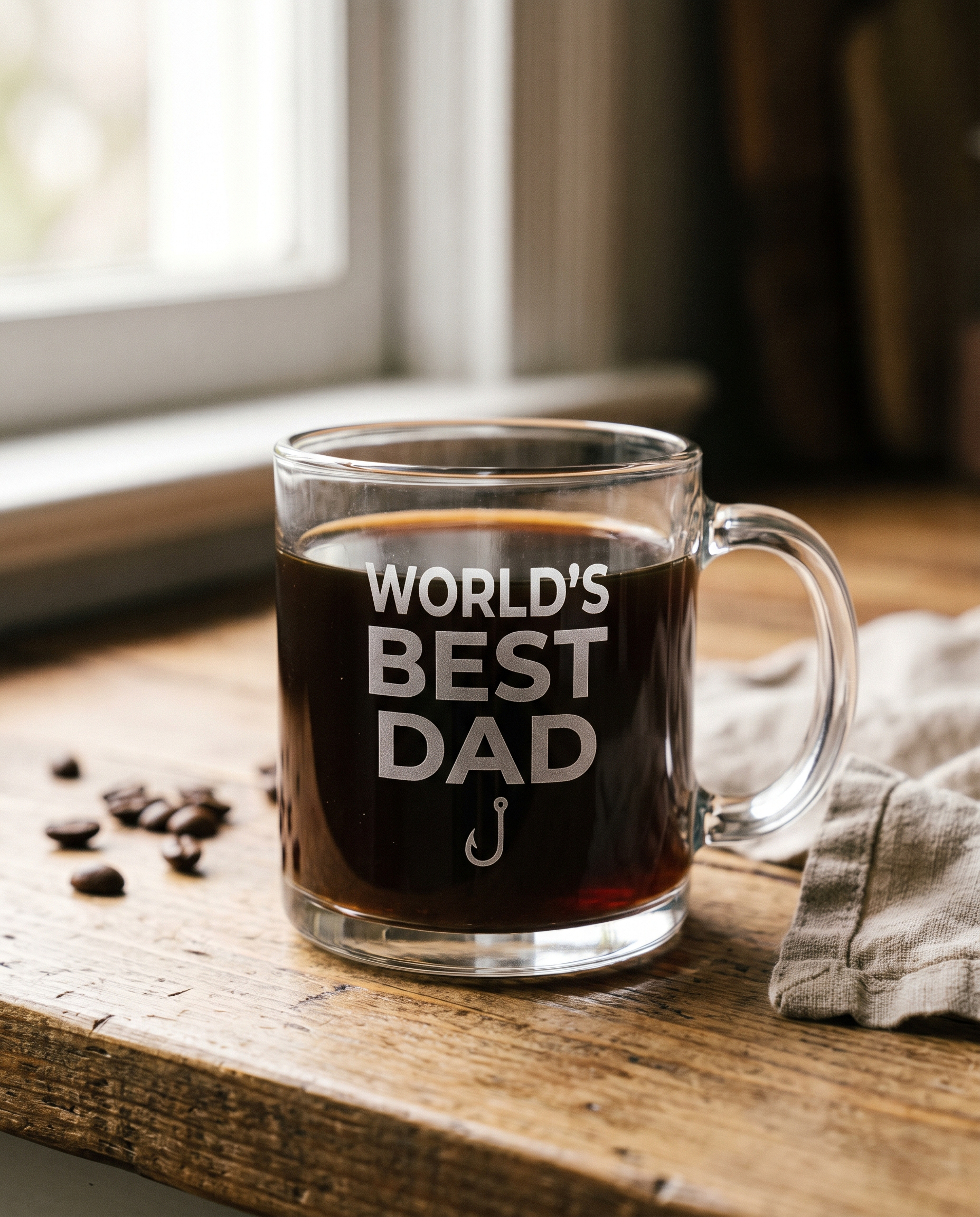 Engraved Glass Coffee Mug - laser engraved by Little Lab Co., Watertown NY