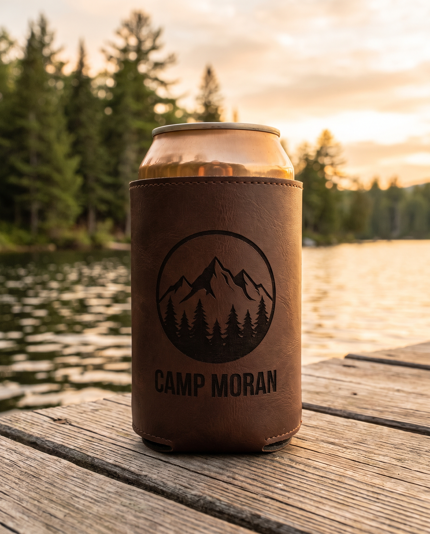 Personalized Leatherette Koozie - laser engraved by Little Lab Co., Watertown NY