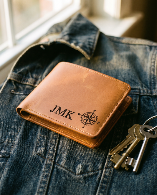 Personalized Leather Wallet - laser engraved by Little Lab Co., Watertown NY