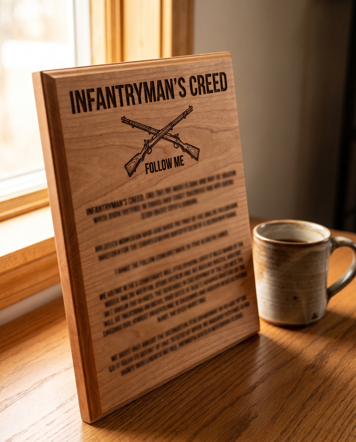 Infantryman's Creed Plaque - laser engraved by Little Lab Co., Watertown NY