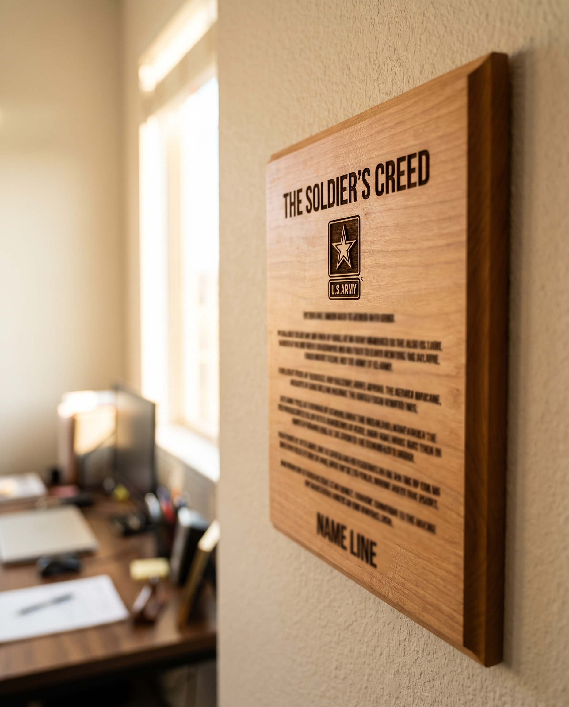 Soldier's Creed Retirement Plaque - laser engraved by Little Lab Co., Watertown NY