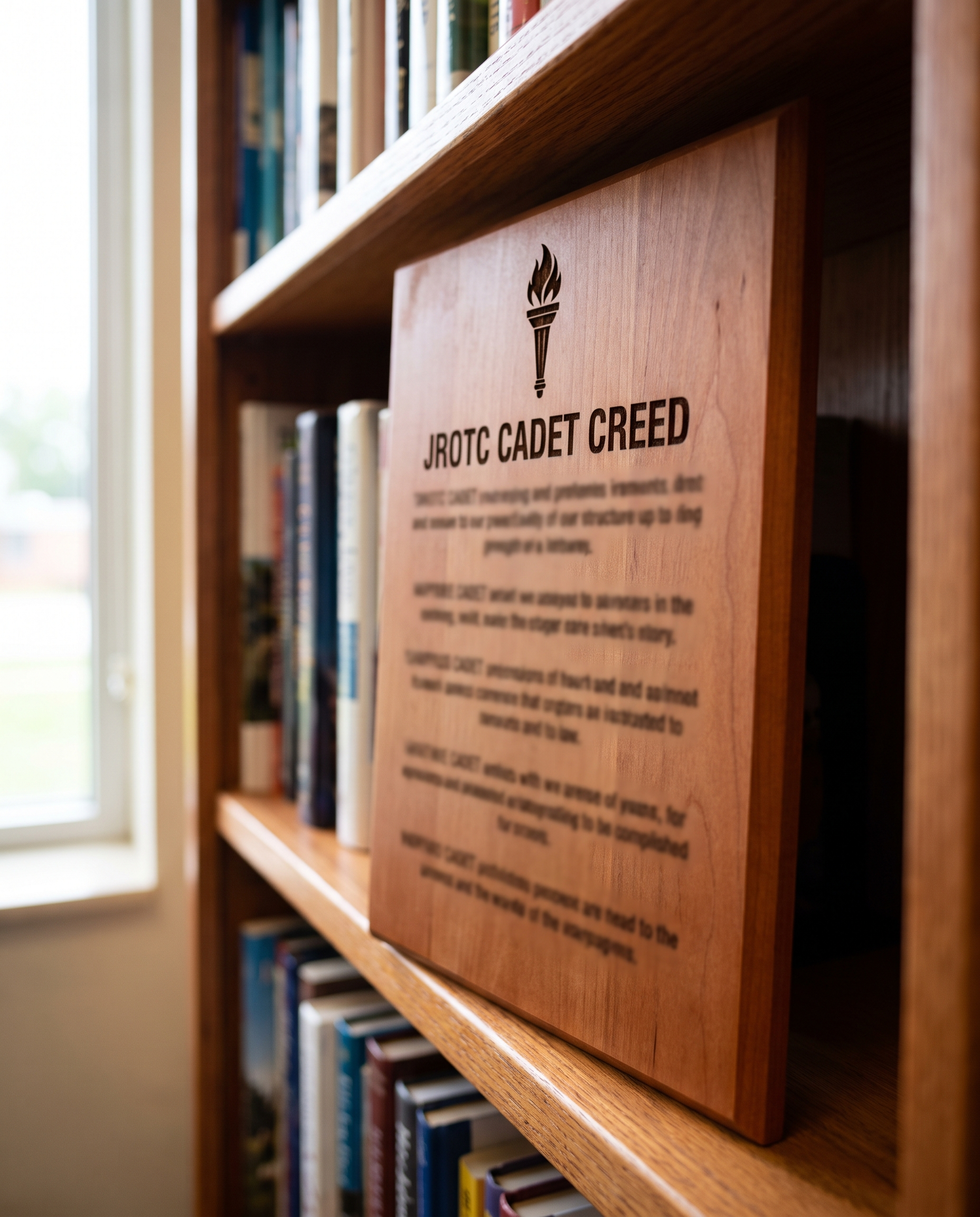 JROTC Cadet Creed Plaque - laser engraved by Little Lab Co., Watertown NY