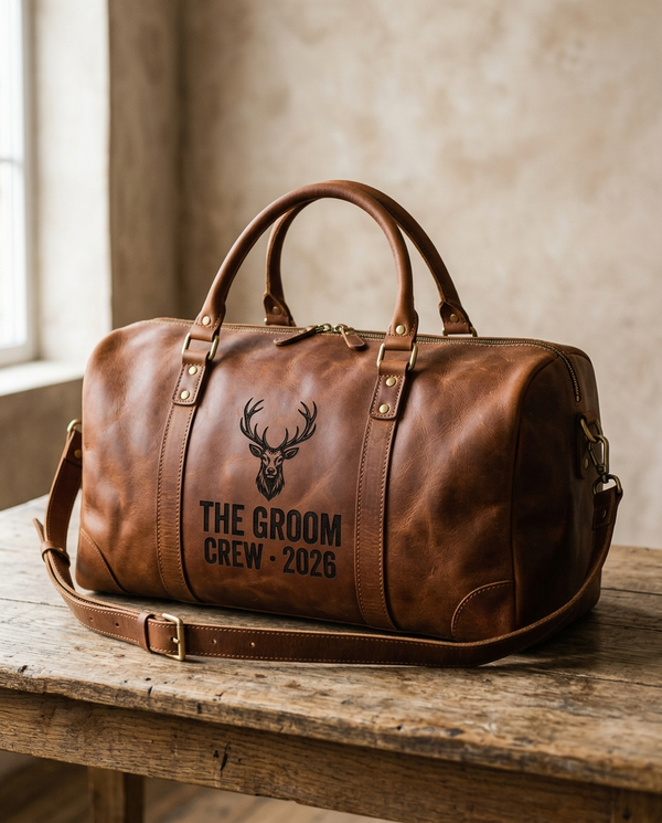 Weekender Bag — custom laser engraving