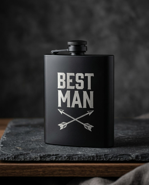 The Flask — custom laser engraving