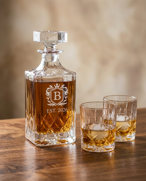Decanter Set — custom laser engraving